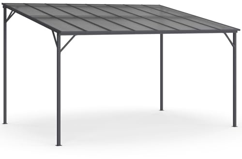 IDMarket - Pergola techo rígido de policarbonato 3 x 4 m, color gris