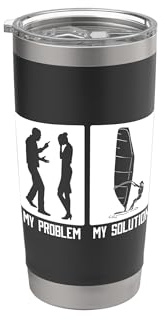 Mein Problem Mein Piktogramm Mama Papa Surfboard Lover Windsurfer Doppelwandiger Edelstahl-Thermobecher