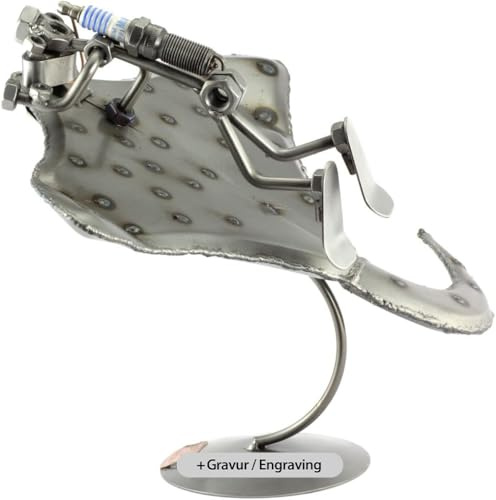 Steelman24 Schraubenmännchen Taucher mit Rochen mit persönlicher Gravur | Made in Germany,Handarbeit,Geschenkidee,Stahlfigur,Metallfigur