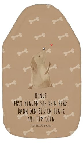 Mr. & Mrs. Panda Wärmflasche Hund Liebe - Geschenk, Haustier, Hundeglück, Wärmflasche mit Bezug, Tierliebhaber, Wärmflaschenbezug, Herz, Kleine