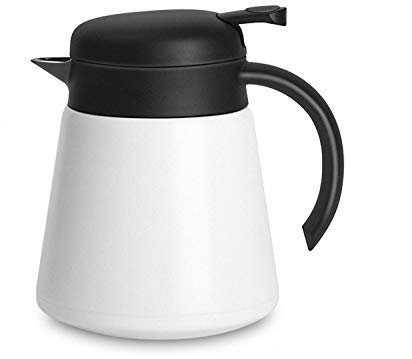 Luvan 800ml Thermal Carafe,304 18/10 Stainless Steel Thermal Carafe/Double Walled Vacuum Insulated Coffee Pot with Press Button Top,BPA Free,for Coffee,Tea,Beverage (White / 27oz)