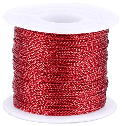 G2PLUS 100m Rot Metallic Schnur, 1mm Rot Kordel Bindfaden DIY Bastelschnur, Verpackungsschnur für Geschenkpapier, Dekoration, Handwerk