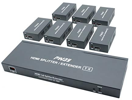 PW-HT226P7 HDMI Extender Splitter 7 Port Transférez 165ft(50m) Via Un Câble Cat6 Soutien 1080P@60Hz EDID Apprentissage
