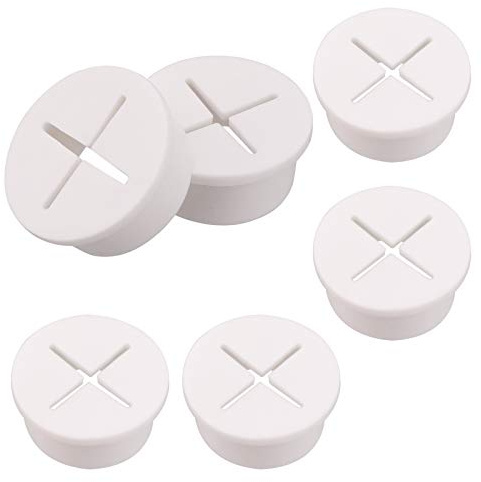 AIEX 6pcs Flexible Silicone Cable Cord Grommet, 1 Inch White Rubber Grommets, Cable Wire Hole Cover for Office Home Computer Desk