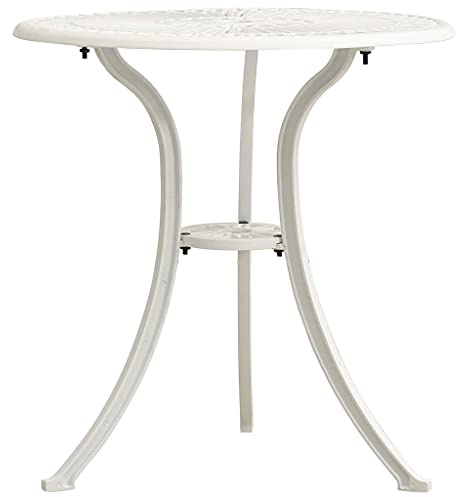 vidaXL Gartentisch mit Schirmloch Terrassentisch Balkontisch Esstisch Tisch Gartenmöbel Outdoor Terrasse Weiß 62x62x65cm Aluminiumguss