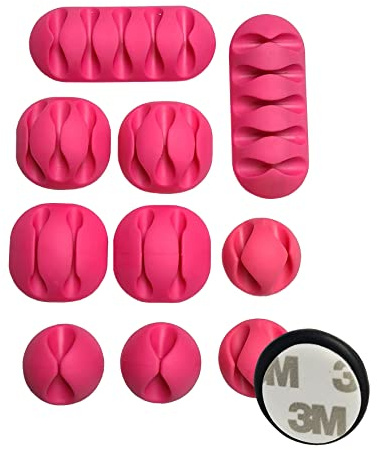 10 Stück Kabelhalter Set rosa selbstklebend 3M Kabelclips Kabelführung Kabelmanagement für den Schreibtisch USB Ladekabel Kabelklemmen Stromkabel Audiokabel