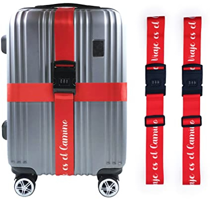 2 Piezas Cinturones de Maleta, Correas de Equipaje Ajustables, Equipaje Cinturón con Cerradura, para la Seguridad del Equipaje en Los Viajes - Etiqueta Correa Maleta Rojo