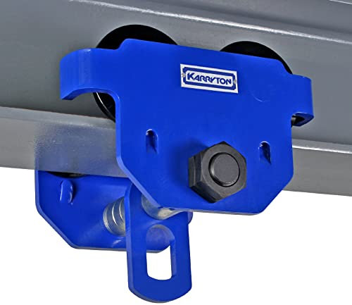 KARRYTON 2Ton/4400LB Beam Trolley 3.5 – 8in Adjustable Flange Width, Heavy Duty Manual Push Trolley w/Dual Track Rollers for Crane Lifts, Garage Hoists, Straight/Curved I Beams