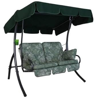 Angerer Freizeitmöbel GmbH Hollywoodschaukel 2-Sitzer Comfort - Gartenschaukel Made in Germany - Schaukel zum Sitzen und Entspannen - mit Bett-Funktion - einfache Montage (Grün Gemustert)