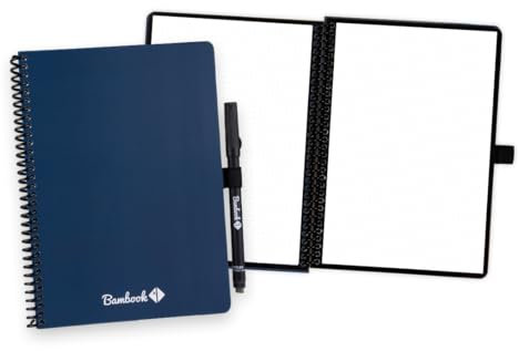 BAMBOOK Colourful Notizbuch - Navy - A5 - Gepunktet, Wiederverwendbares Notizbuch, Notizblock, Reusable Notebook
