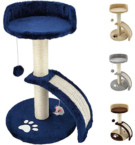 Beltom® TIRAGRAFFI PER GATTI ALTO 54 CM. GRAFFIATOIO PARCO GIOCHI GIOCO DA GATTO CON CORDA SISAL E CUCCIA ALBERO GRAFFIO PALESTRA - Blu