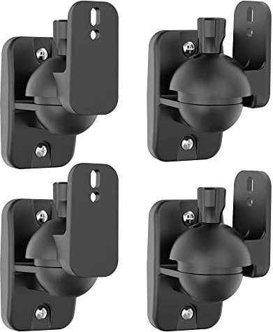 Cozycase Lautsprecher Wandhalterung Halterung mit Beschlägen - 4 Stück Schwenkbar/Neigbar Halter Set, Robuste Lautsprecherhalterung passend bis 3,5 kg, Schwarz