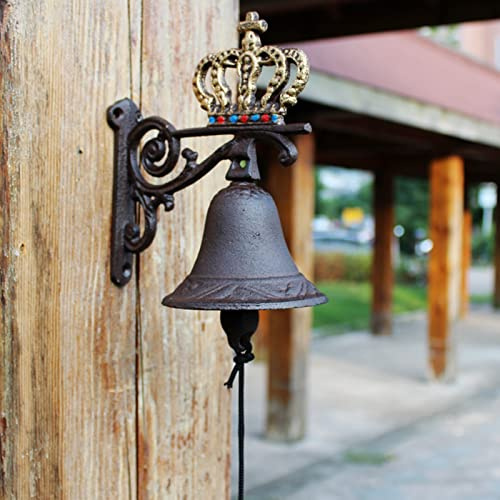 INKCOR Hanging Bells with Decor Hand-Painted, Traditional Cast Iron Door Bell for Garden/Patio/Yard/School, Weatherproof Service Bells