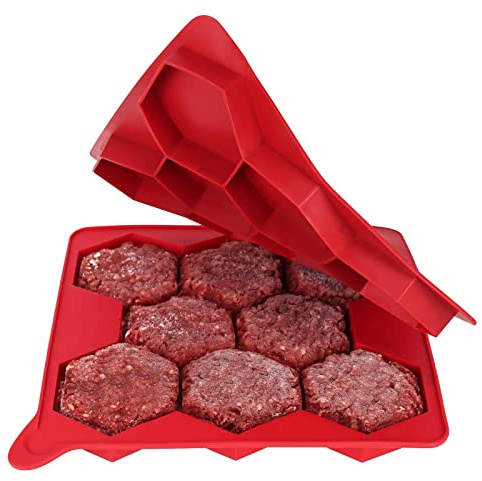 Xiaoxin Silicone Burger Mold - 8 in 1 Non-Stick Silicone Hamburger Press Patty Maker Mold | Small Multiple Burger Shaper Mold, Meat Slider Shape Trays