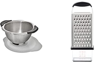 OXO Good Grips Stainless Steel 2.8L Colander, Metal & Good Grips Box Grater