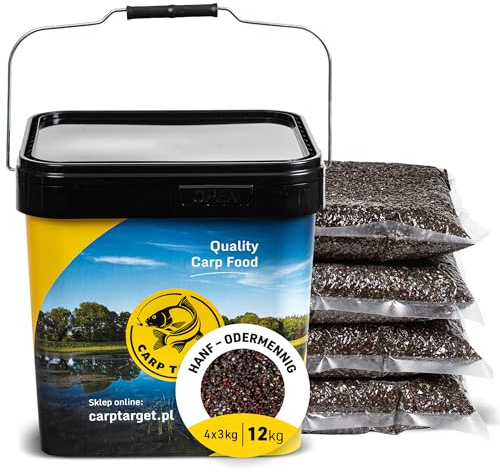 CARP TARGET - Partikelmischung - Natürlicher Angelköder aus Hanf und Raps - effektiver Karpfen- und Amurköder für Angler - gekochte Körner (12.00, Kilogramm)