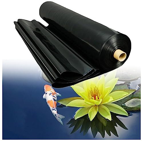 Teichfolie 1.5x5m 2x8m 3x10m 4x7m 6x8m 10x15m HDPE Teichplane Folie Schwarz Schwerlast Teichfolien Dichtungsfolie Undurchlässig Teichmembran Fischteichfolie Für Teiche, Flüsse Fontänen(Größe:10x10m(32