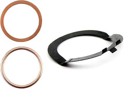 Krümmer Dichtringe und Sicherungsblech im Set - Dichtring Krümmer 28x34mm + Füll Dichtring 28x33x2,5mm Kupfer + Sicherungsblech Krümmermutter Simson