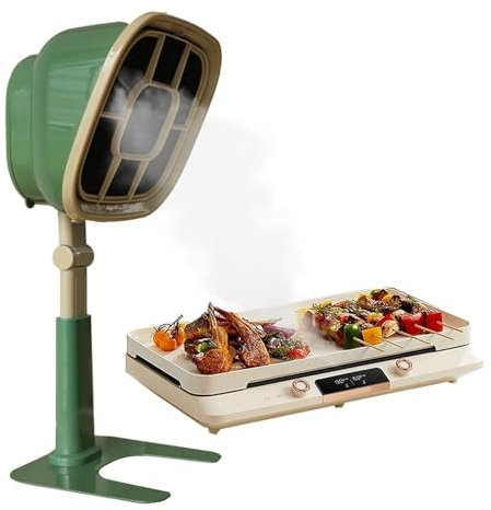 Desktop Range Hood, Adjustable Extractor Hood Portable Stove Vent, Suction and Low Filtering Fumes for Kitchen, Home, BBQ, Hot Pot (Color : Green)