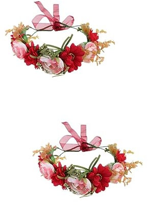 DOITOOL 2stücke Roter Rosenhaarkranz Für Hochzeiten Simulierte Blütenkopfbedeckung Für Bräute Fotorequisiten Und Festliche Anlässe Leicht Und Komfortabel Zu Tragen