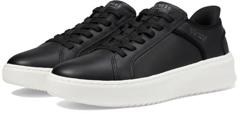 Skechers Court Break Double Vented, Zapatillas Hombre, Malla Duraleather Negra, 41 EU