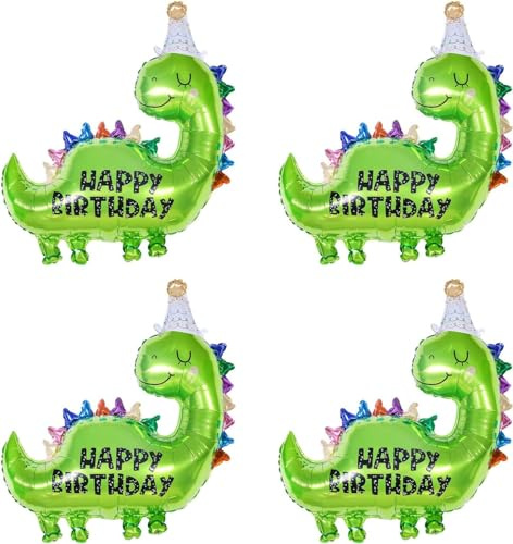 Dinosaurier Folienballons, 4 Stück XXL Dino Happy Birthday Luftballons,Dino Geburtstag Deko Jungen,Dino Geburtstagsballon, für Kindergeburtstag Party, Dschungel Geburtstag Dekoration,Thema-Party