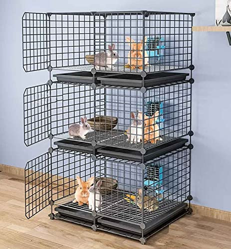 beaka Kaninchenkäfige Für Den Innenbereich, Hasenkäfig Innen Auf Rollen, Meerschweinchen Käfig, Kleintierkäfig, Nagerkäfig Für Kaninchen, Frettchen, Hahn, Meerschweinchen(Black,75 * 39 * 142cm)