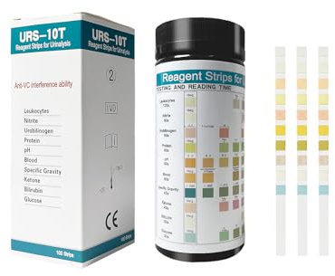 Ueomul 10 in 1 Urine Test Strips 100 Strips, Leukocytes Nitrite Urobilinogen Protein pH Blood Specific Gravity Ketone Billirubin Glucose 10 Parameters Reagent Strips Testing Kit for Urinalysis