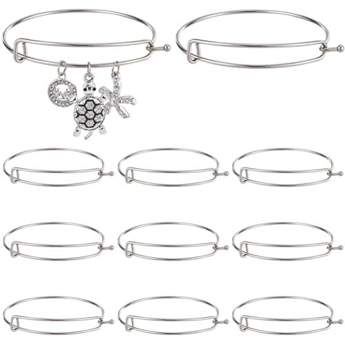SUNNYCLUE 10 Stück Erweiterbare Armreif Armbänder Blanke Drahtarmbänder Großpackung Mit 304 blanken Edelstahlarmbändern Verstellbare Memory Draht Armreifen Für Die Schmuckherstellung DIY Bastelarbeite
