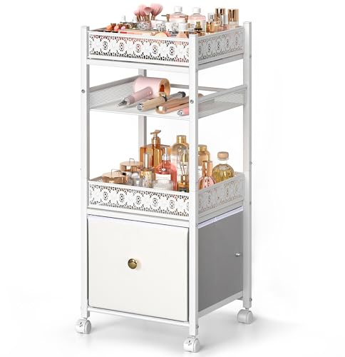 Makeup Organizer, Large Skincare Organizers, Make Up Organizers for Vanity, Makeup Storage Cosmetic Organizer with Drawer, Bathroom Vanity Organizer Makeup Holder Cart for Skin Care Hair Tool Beauty