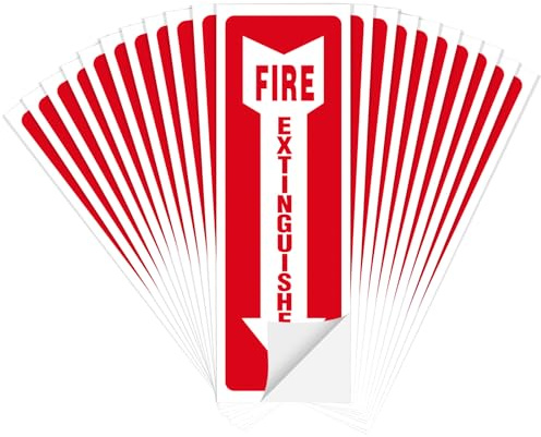 20pcs Fire Extinguisher Stickers, 4x12 Inch Self Adhesive Fire Extinguisher Sign for Business, Fire Extinguisher Inspection Tags for Home (20)