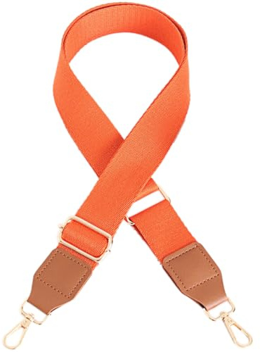 Whakano Verstellbarer Schultergurt Ersatz Taschengurt Breit 3,8CM Unisex,Längenverstellbarer 87-144cm Schulterriemen,Taschengurte zum Wechseln,Taschenherstellung Zubehör,Goldene Schnalle,Orange