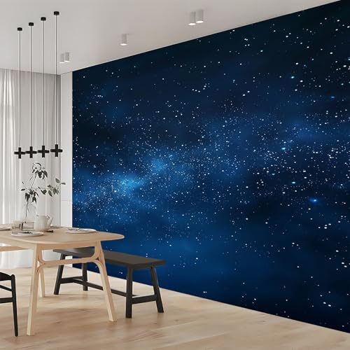 Vlies Fototapete Sternenhimmel Dunkelblau 200x140 cm Art Mauer VliesTapete Wandtapete Wanddeko Wand Wohnzimmer Schlafzimmer Wohnung Wandbilder