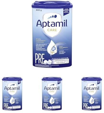 Aptamil Care PRE – Anfangsmilch von Geburt an, Mit DHA, Nur Laktose, Ohne Palmöl, Babynahrung, Milchpulver, 1x 800 g (Packung mit 4)