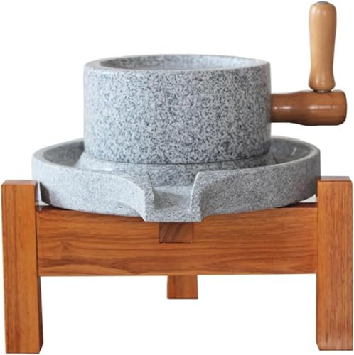 NXSLONE Mulino a Pietra，Mulino per Cereali Vecchio macinino in Pietra for Cereali/spezie/Latte di soia/Erbe/Bacche di Grano, Mulino Domestico lucidato a Mano a Umido e a Secco(M (22cmx35cm))