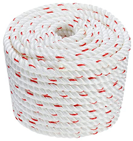 Arborist Bull Rope, High Strength Polyester Pulling and Multipurpose Rigging and Tree Felling Rope-No Eye Splice with Red Tracer for Climb, Pull, Tie, Swing and Knot (120ft x 1/2)