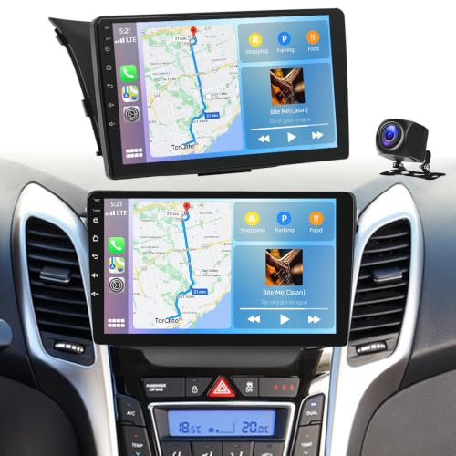 9 Inch Android 13 Car Stereo for Hyundai I30 GD 2012-2017 Double Din 4G+64G Car Radio with Wireless Carplay and Android Auto Touch Screen Bluetooth GPS FM RDS WiFi Backup Camera Mic
