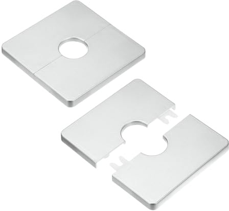 M METERXITY 2-Pack Wall Split Flange, for 0.8 Inch/20mm OD Pipe ABS Escutcheon Plate Square Self-Adhesive Plumbing Cover Plates for Water Pipe/Faucet [Silver Tone]