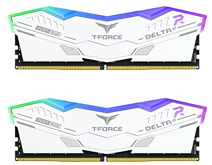 TEAMGROUP T-Force Delta Alpha RGB DDR5 Ram 64GB Kit (2x32GB) 6000MHz (PC5-48000) CL38 Intel XMP 3.0 & AMD Expo Módulo de memoria de escritorio compatible con RAM blanco FF8D564G6000HC38JDC01
