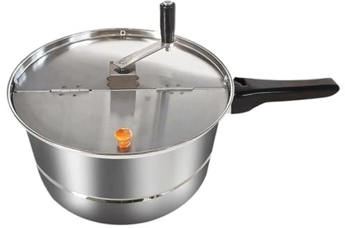 Popcorn Maker Manuale mescolando la macchina per produttore di popcorn macchino antiaderente in acciaio inossidabile pentola con manico di gomma e coperchio in gomma da isolamento a calore e coperc