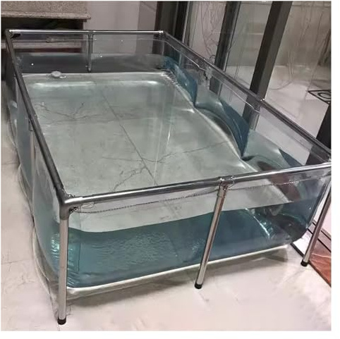 Generico Piscina Fuori Terra in PVC Trasparente - Grande Acquario Pieghevole con Staffa in Metallo, Ideale per l'allevamento di Koi, l'irrigazione agricola e Lo stoccaggio - Piscina per laghetto in t