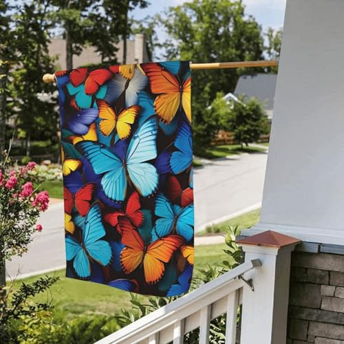 Bandiera stagionale da giardino bifacciale, 28 x 40 pollici, con collage di farfalle, piccole bandiere da giardino per esterni, bandiera stagionale da fattoria floreale, decorazione per esterni, ban