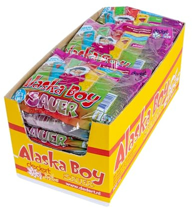 Alaska Boy Icesticks Sauer (20x 500ml) | 200x Wassereis mit je 50ml | Vegan, Glutenfrei und Laktosefrei | Wassereis-Großpackung mit 5x Geschmacksrichtungen Stangeneis zum einfrieren