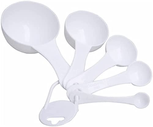 5Pcs White Kitchen Plastic Measuring Spoon Set White Spoons Clever Treatment