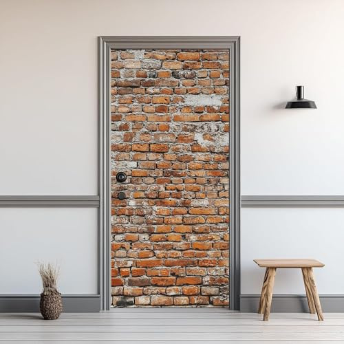 Türbekleben Wand Türtapete, Selbstklebend TürPoster Backsteinmauer Türbilder, 3D Fototapete Türfolie Poster Tapete Türaufkleber Tür Tapeten 77 x 200 cm q.9167