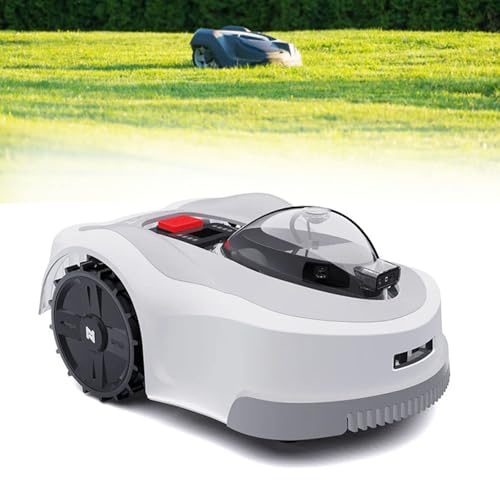 Tondeuse à gazon robot sans fil de délimitation 0,6 acre / 10,890 m², contrôle automatique par application de tondeuse à gazon avec programme, auto-charge, connexion Wi-Fi Bluetooth, coupe à bord