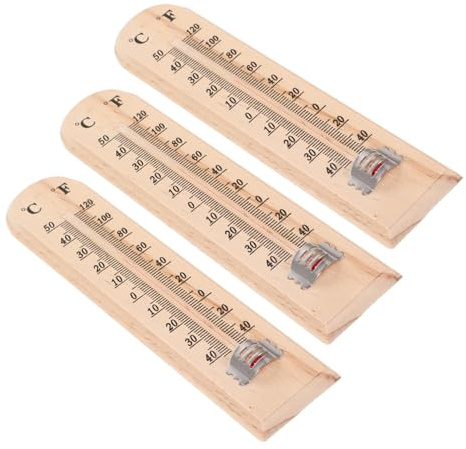 FUTUREORYY 3pièces Thermomètre Bois Mural Précis Pour Maison Bureau Salon Avec Design Simple Sans Batterie