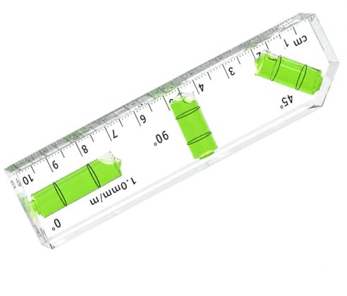Uadme Petit Niveau à Bulle, Mini Bubble Niveau, 45° Spirit Level, avec 3 Bulles Différentes, pour la Construction de Machinistes Ménage (102x25x15mm)
