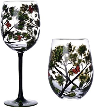 ROYJJ Bicchieri da vino creativi a quattro alberi stampati calice 450 ml grande capacità tazza di vetro per birra cocktail tazza di vetro di nozze