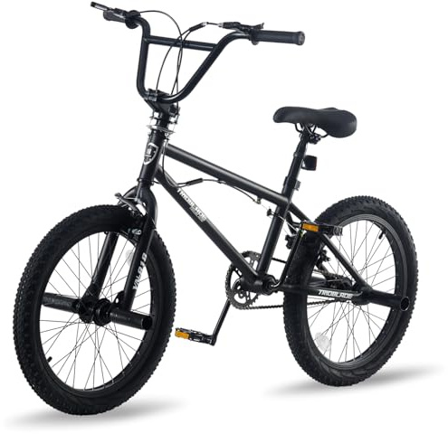 TRIOBLADE 20 inch Freestyle BMX Bike 360 Degree & 2 Pegs Trick BMX Bicycle for Kids 9-13 Years Single Speed Kids Bicycle, Beginner Level to Advanced Riders Teen Adult Men Women (Black)